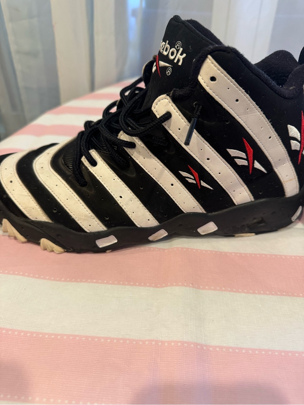 Reebok Frank Thomas Big Hurt Men's 12 Black w White Stripe Zebras - Picture 8 of 15